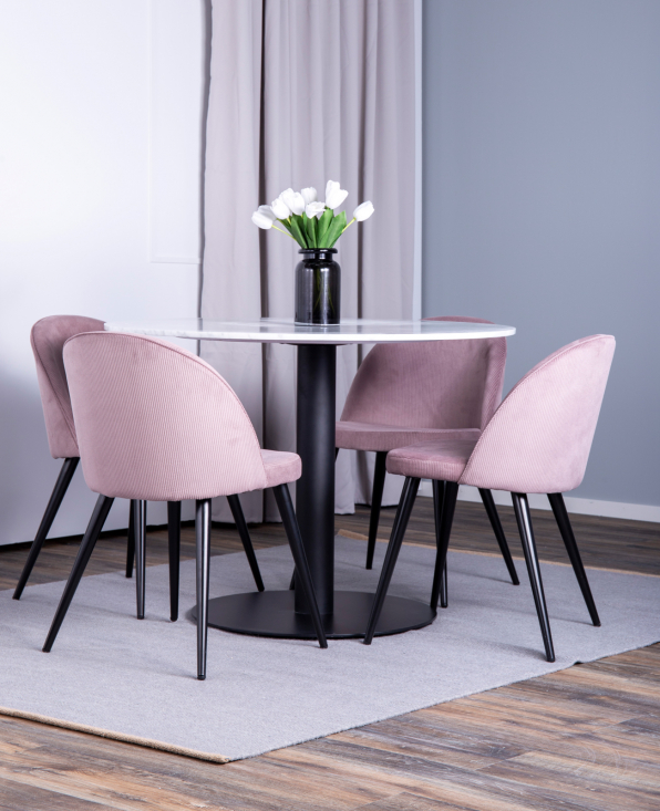 Estelle runt matbord Ø 106 cm svartvit marmor (Hem Estelle runt matbord Ø 106 cm svartvit marmor (Hem