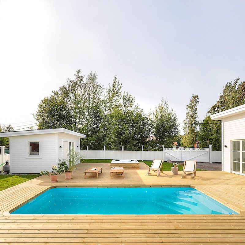 Glasfiberpooler inklusive poolpaket